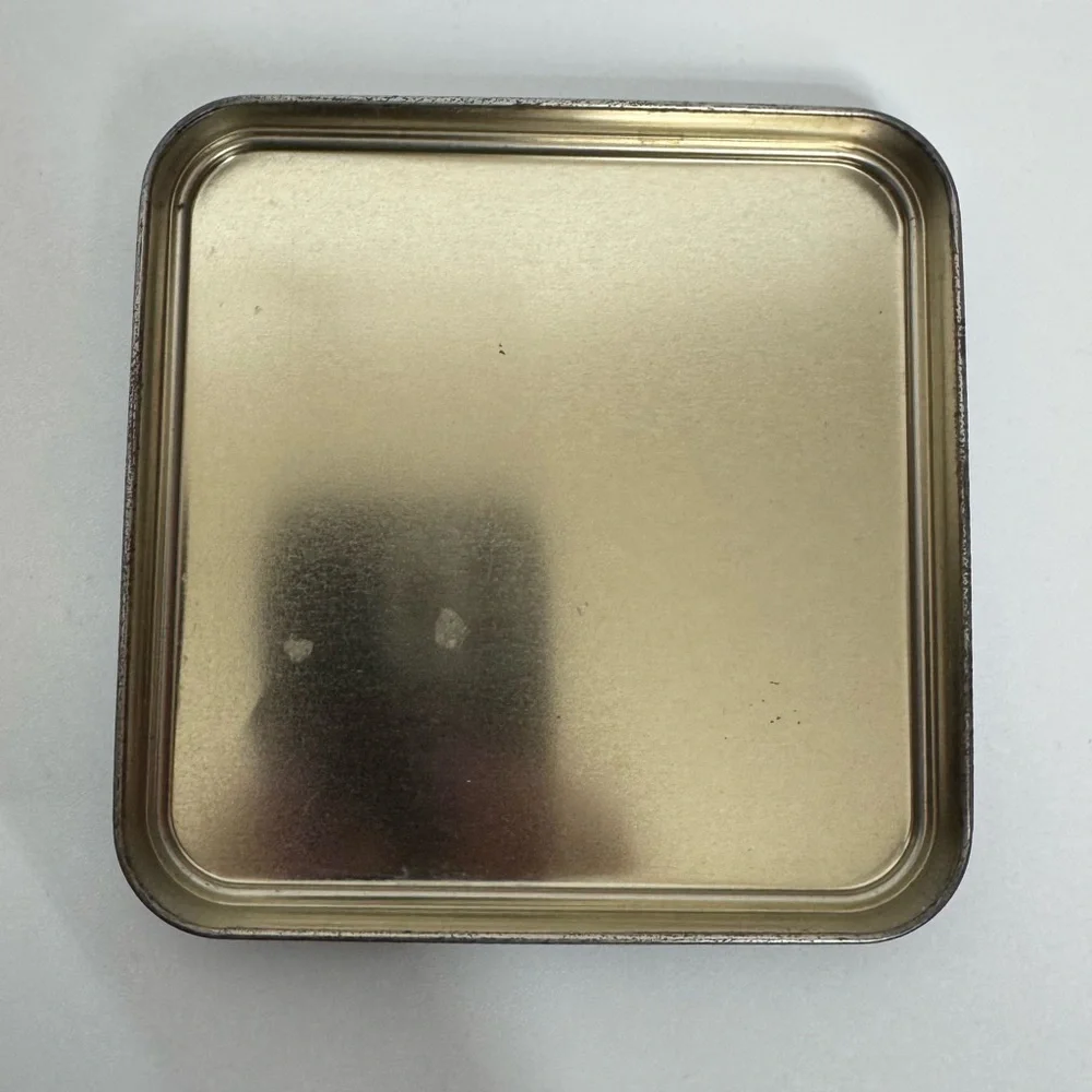 Early 90’s Vintage Butterfly & Flower Print Square Tin Box With Lid